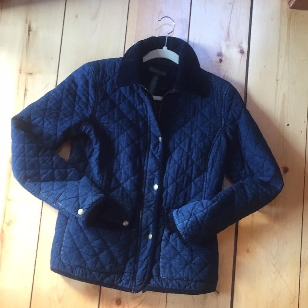 Ralph Lauren denim quilted jacket w. velvet collar
